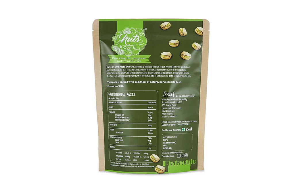 Nuts Over U Pistachios    Pack  1 kilogram